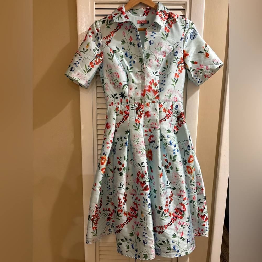 Chi Chi London Sateen Floral Dress UK Size 10 U.S. Size 6